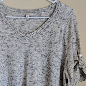 Talbots | Heather grey short sleeve sweater